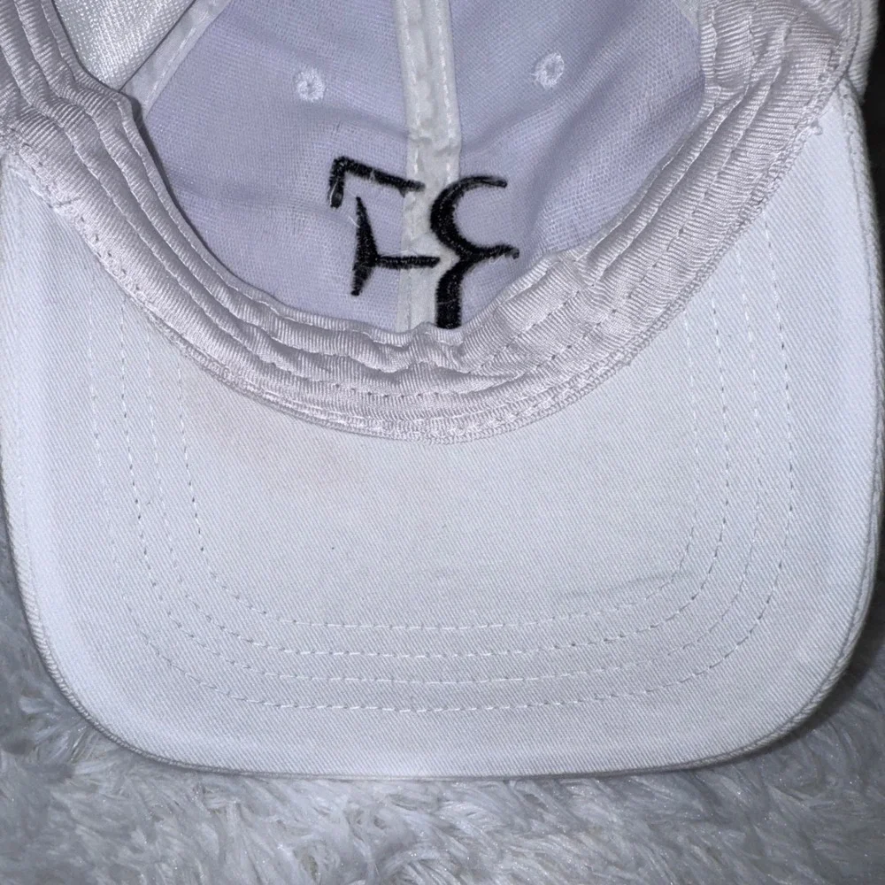 Roger Federer RF Logo Hat Mens OSFM White Good Embroidered Tennis Baseball Cap